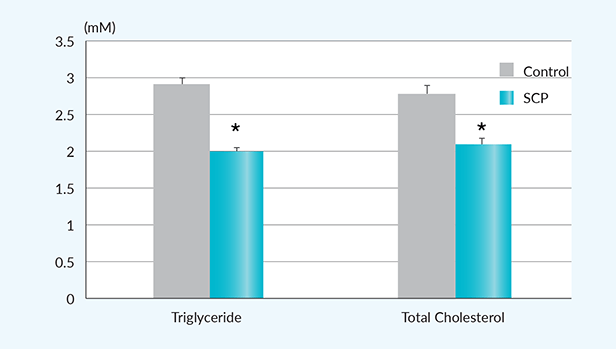 SCP significantly lowers triglyceride and total cholesterol levels in blood serum